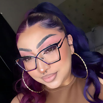 Trendy Large Frame Metal Blue Light Blocking Glasses