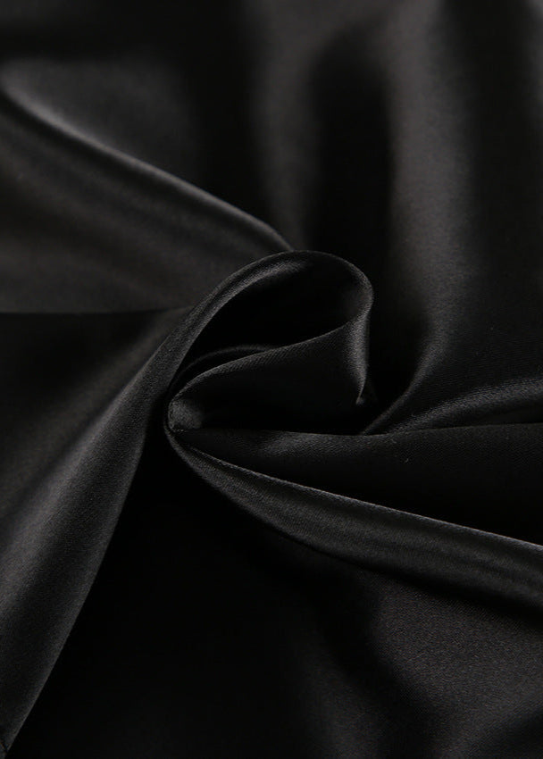 Star Mesh Satin Pajama Set Black