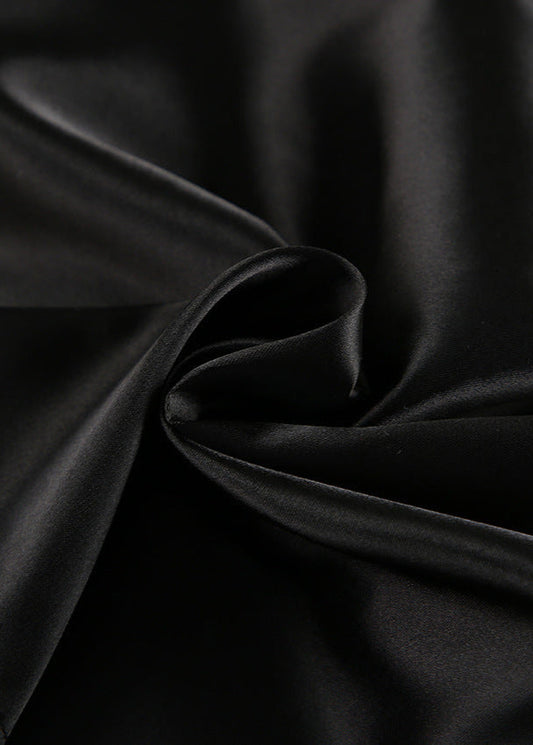 Star Mesh Satin Pajama Set Black