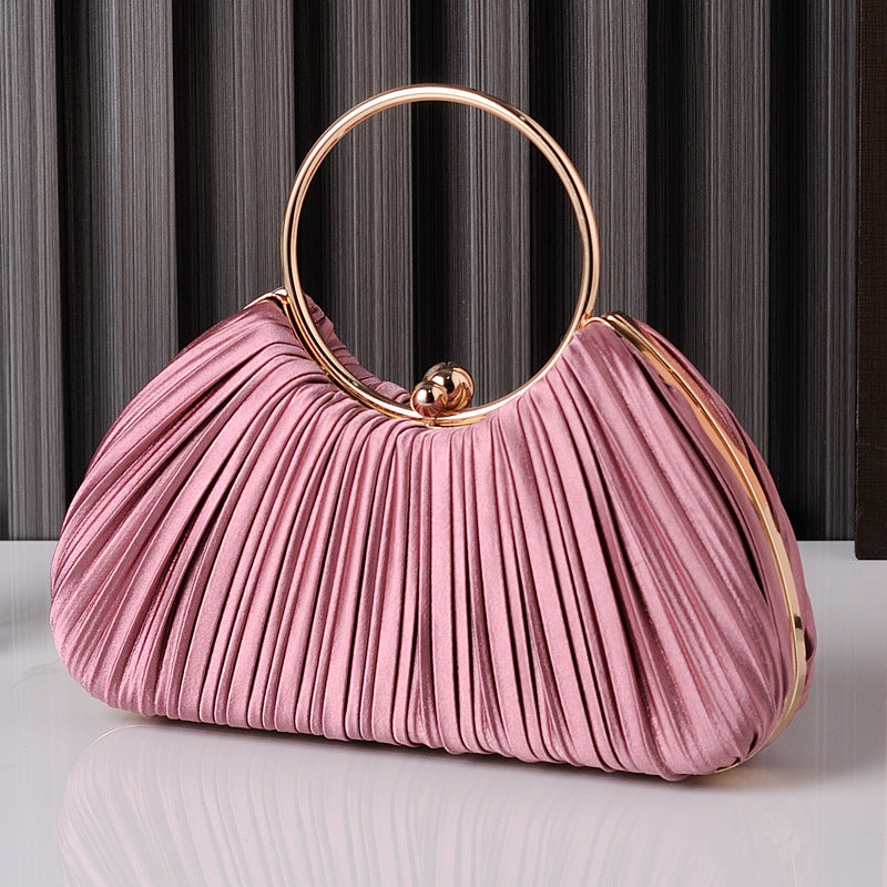 Chic Pleated Peach Evening Bag for Elegant Occasions