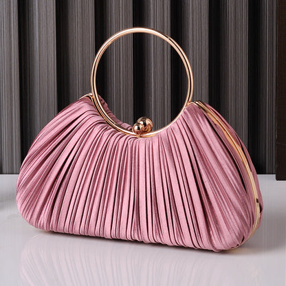 Chic Pleated Peach Evening Bag for Elegant Occasions