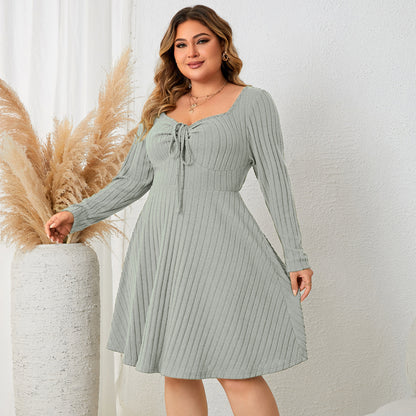 Plus Size Floral Print Elegant Long Sleeve Dress