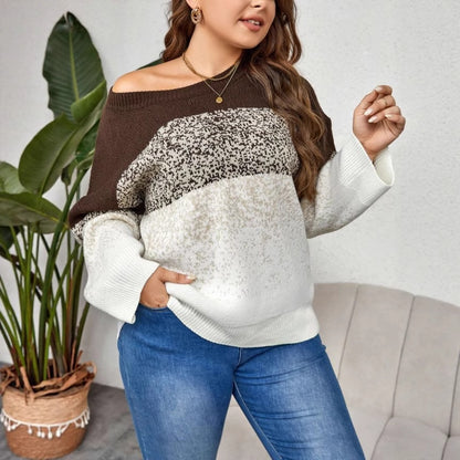 Color Block Round Neck Pullover Top Casual