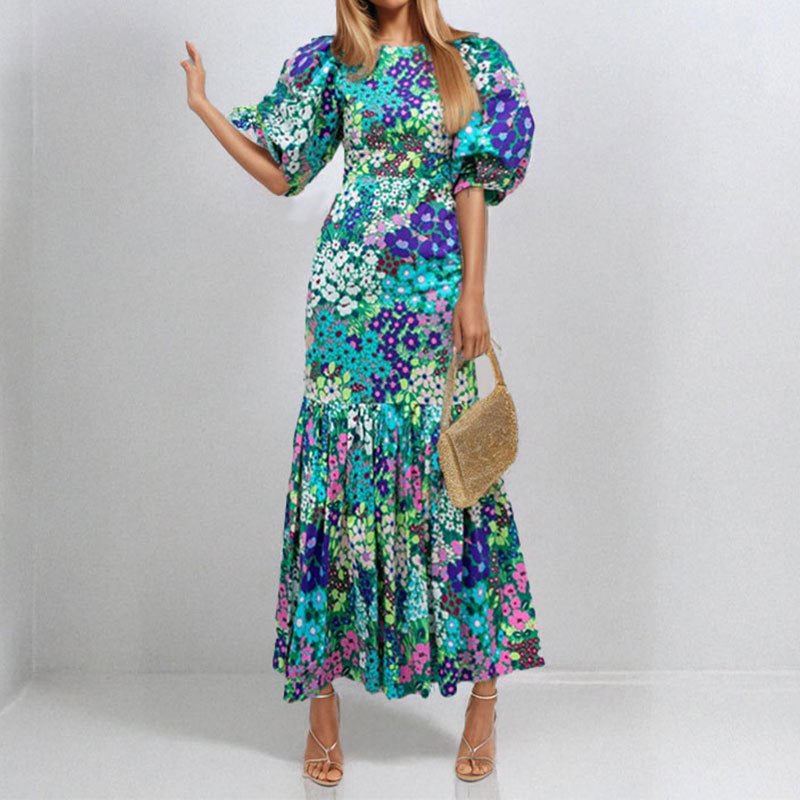 Elegant Printed A-Line Dress Polyester Casual Wear