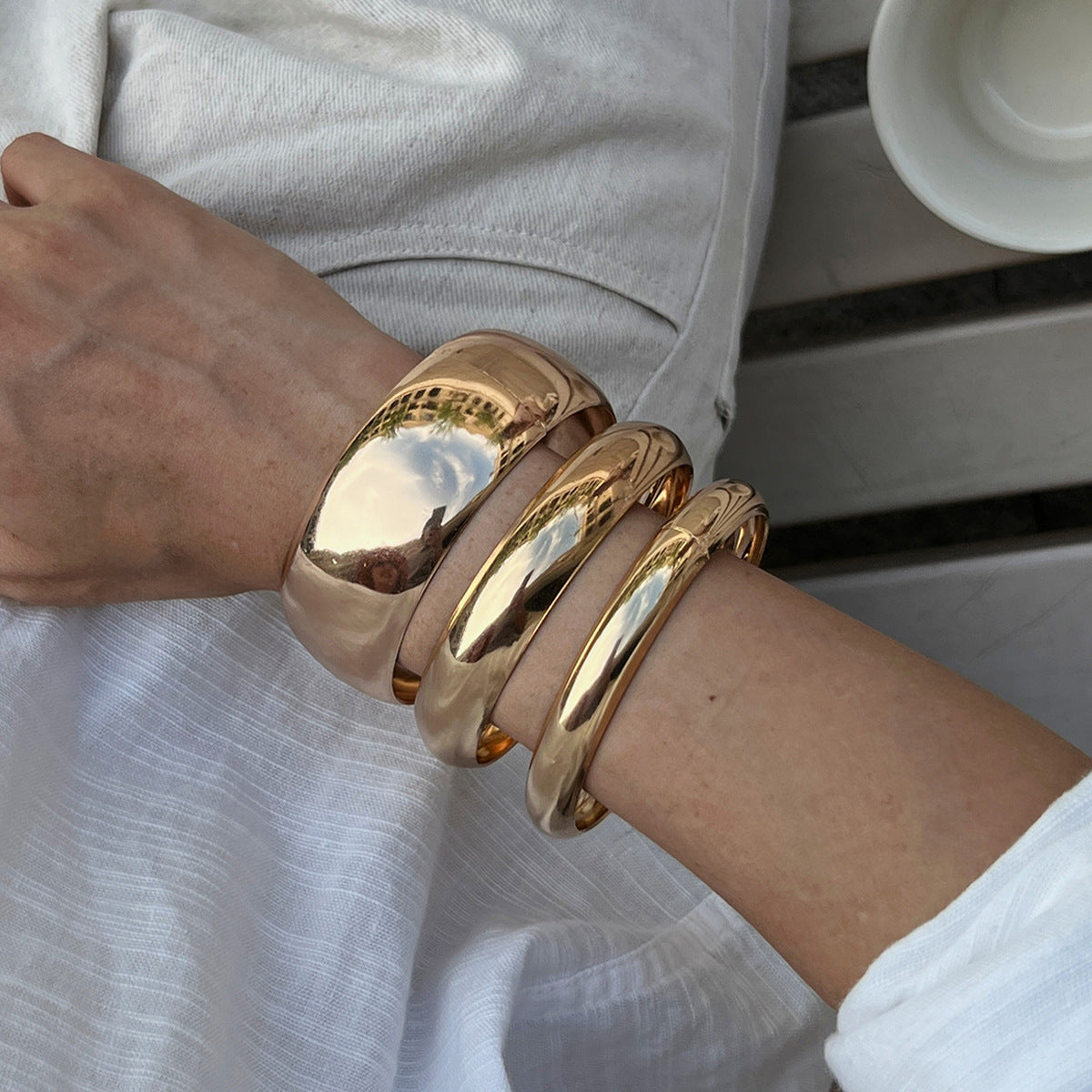 Bold Geometric Metal Cuff Bracelet Stylish Accessory