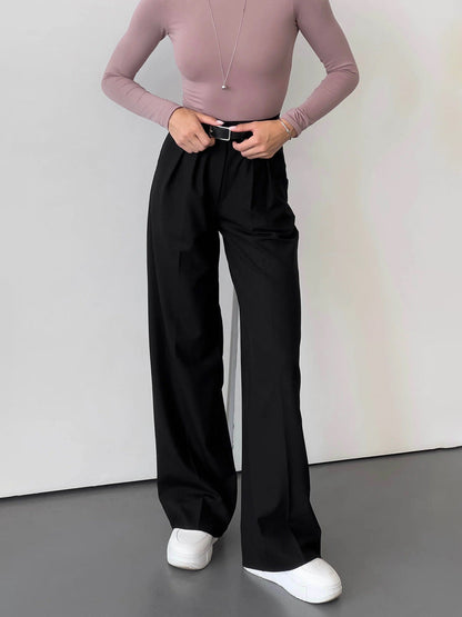 Women's High Waist Wide Leg Trousers Stylish Casual Suit Pants