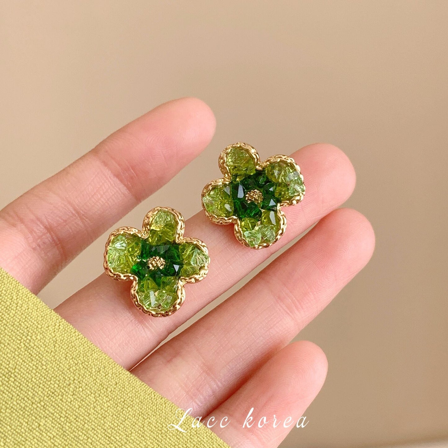 Floral Earrings Design Sense High-End Stud Earrings Fresh Green Earrings Women