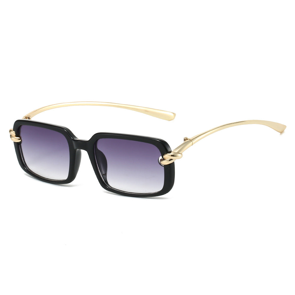 Trendy Retro Square Sunglasses with Metal Legs