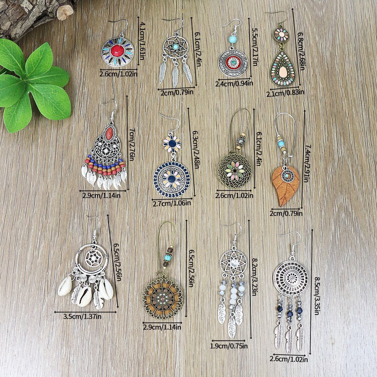 Bohemian Feather Dreamcatcher Earrings Zinc Alloy Vintage Style
