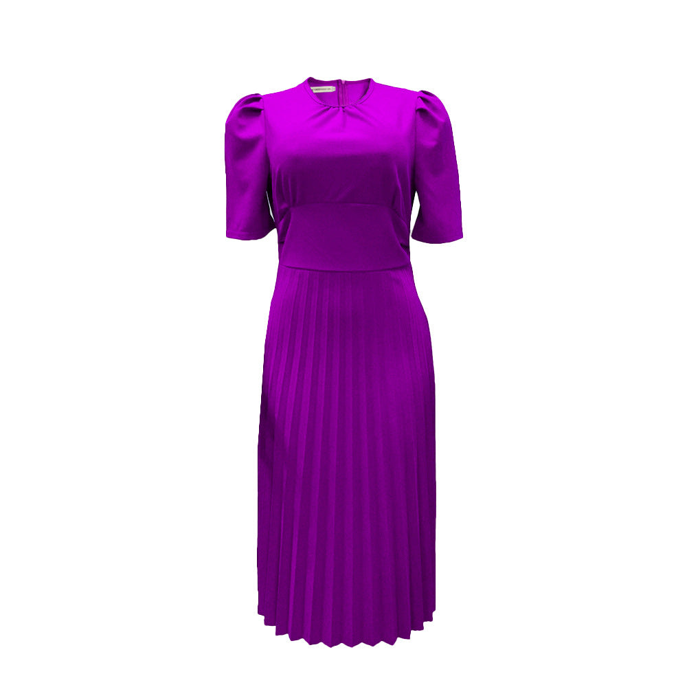 Elegant Solid Color Maxi Dress With Pleats