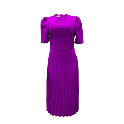 Elegant Solid Color Maxi Dress With Pleats