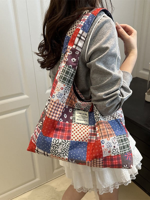 Trendy Canvas Tote Bag Lightweight Multi-Purpose Large Capacity Shoulder Crossbody Bag