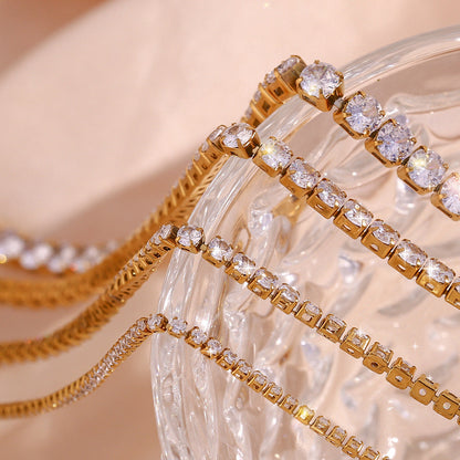 Simple Zircon Elegant Layered Link Necklace