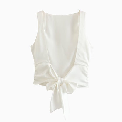 Sexy Backless Tie Back Cropped Top