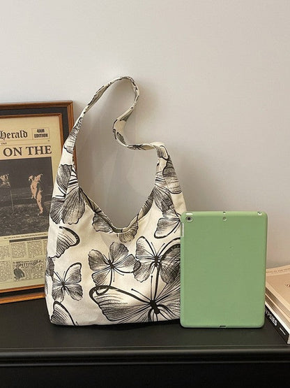 Trendy Butterfly Print Shoulder Bag Casual Beach Tote