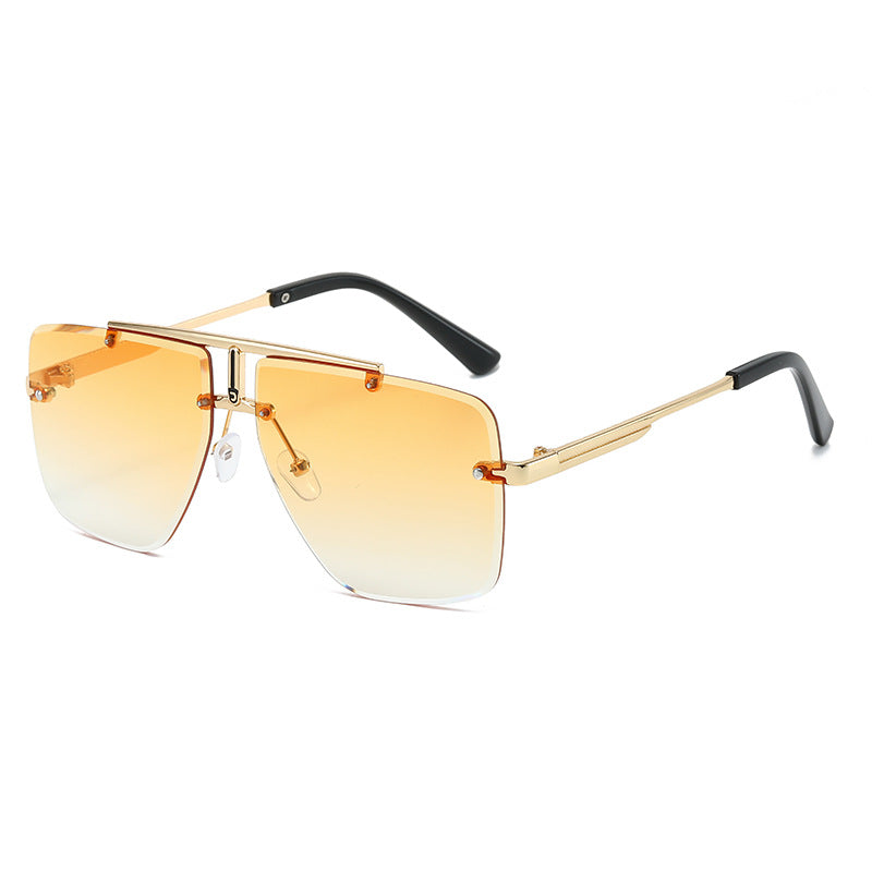 Retro Square Frame Unframed Sunglasses for Men