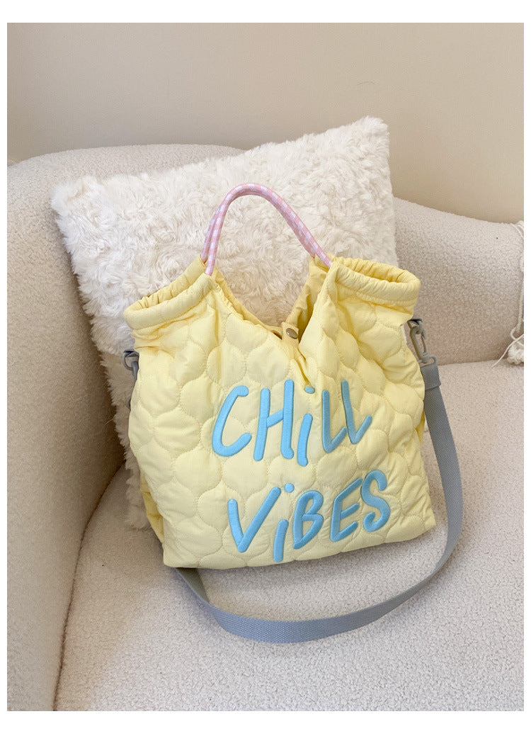 Letter Embroidered Tote Bag
