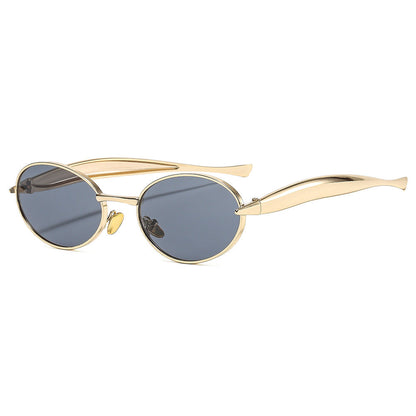 Metal Oval Sunglasses Stylish UV400 Protective Eyewear
