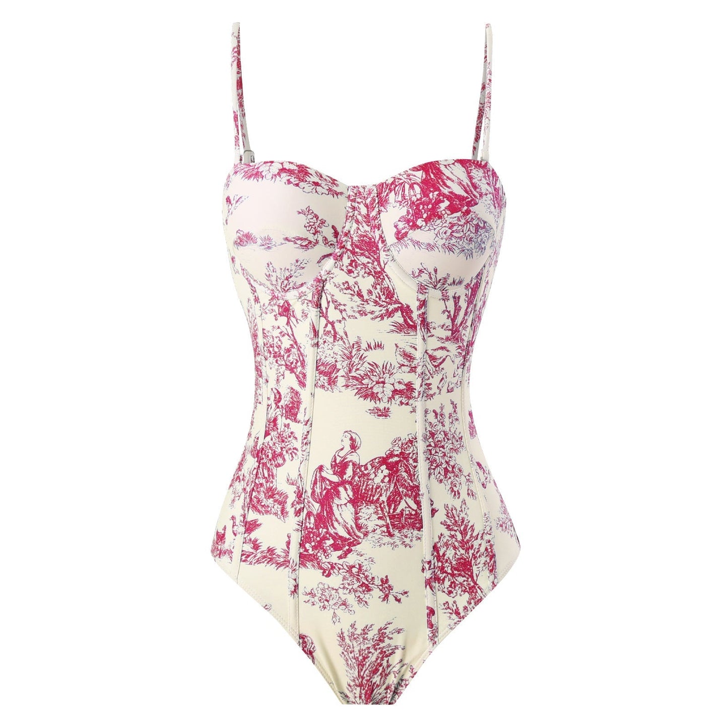Vintage Print Slim Fit Swimwear with Cover Dress