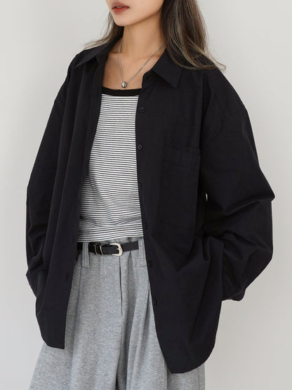 Premium Cotton Black Long Sleeve Button-Up Shirt