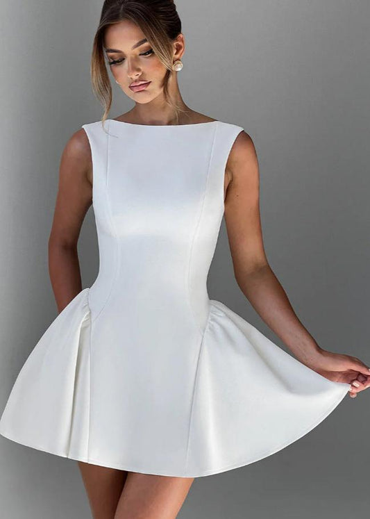 Cocktail Dress High Neckline Flared Skirt
