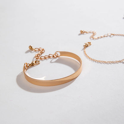 Trendy Alloy Five-Leaf Clover Bracelet Jewelry Set