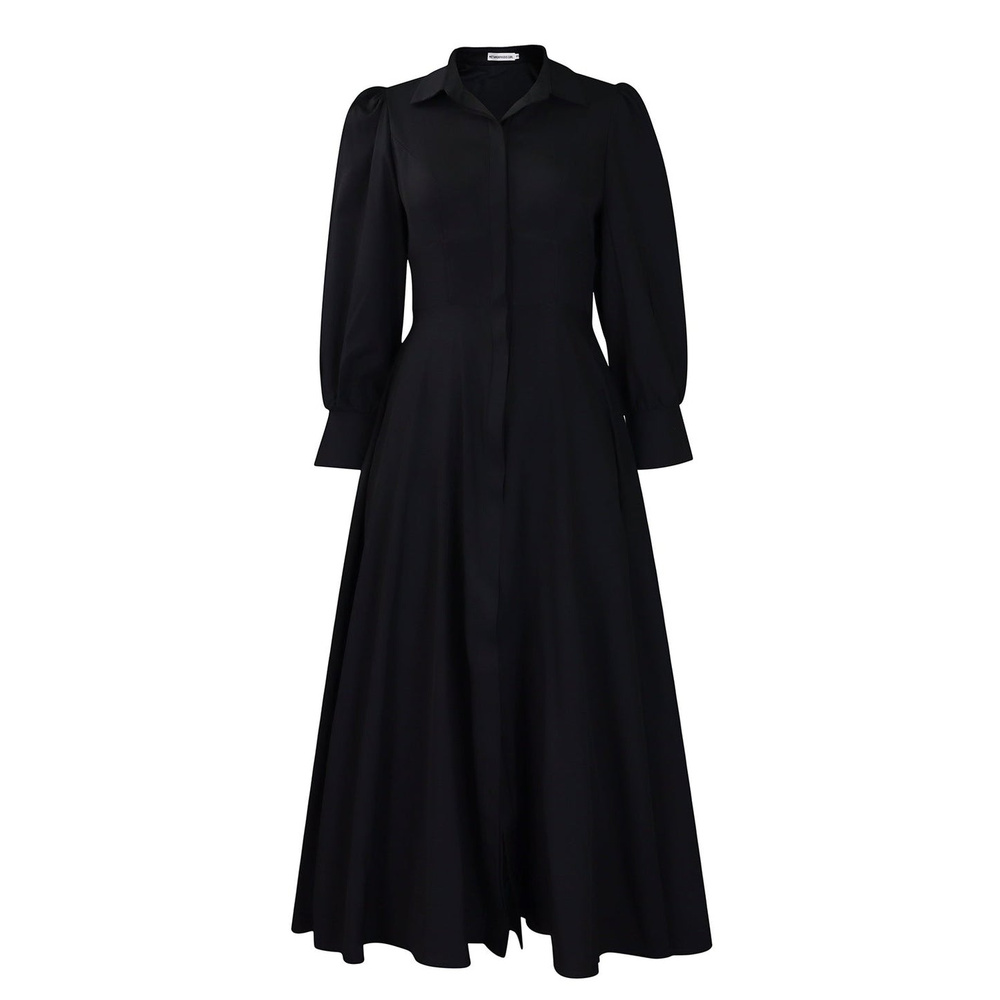 Elegant Long Sleeve Midi Shirt Dress In Solid Colors