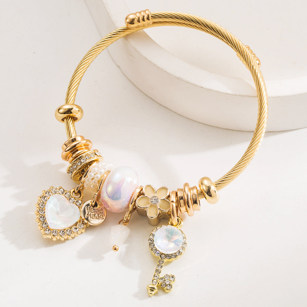 Fashionable Adjustable Heart Charm Bracelet for Couples