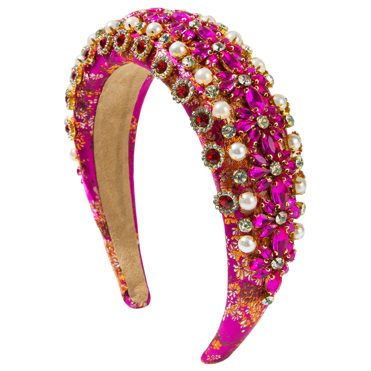 Embroidered Fabric Sponge Headband Vintage Baroque Style Headpiece for Women