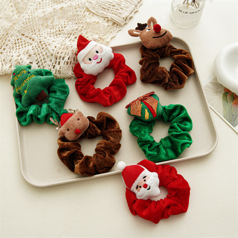 Cute Christmas Theme Plush Soft Hair Tie