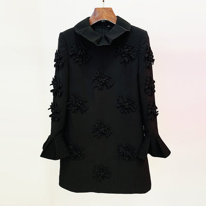 Fashionable A-Line Dress With 3D Floral Details
