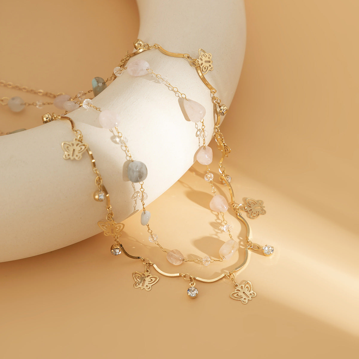 Butterfly Tassel Crystal Layered Waist Chain