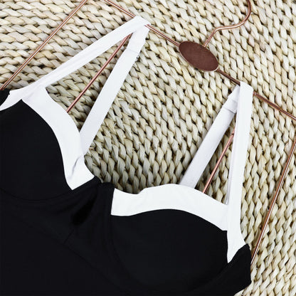 Color Block Sexy U-Neck One Piece Swimwear