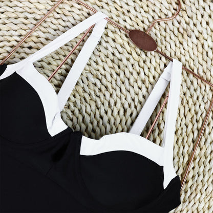 Color Block Sexy U-Neck One Piece Swimwear