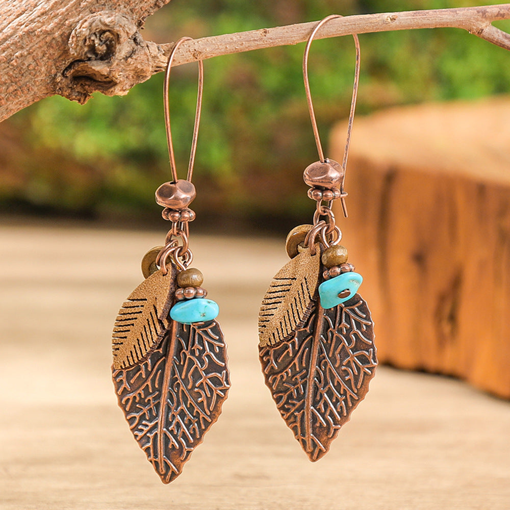 Bohemian Style Leaf Earrings Trendy Zinc Alloy Jewelry