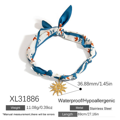 Stainless Steel Scarf Necklace with Fruit and Animal Pendants