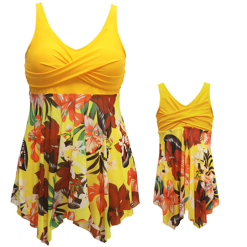 Plus Size Two-Piece Swimwear For Women With Mesh Skirt