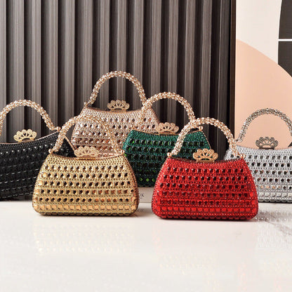Luxury Rhinestone Evening Clutch Leather Handbag for Parties