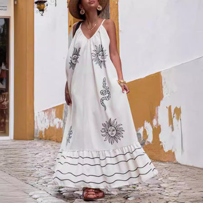 Floral Print V-Neck Maxi Dress Comfortable Casual Summer Dress