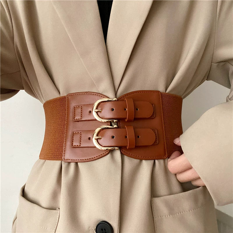Solid Color Stretchy Adjustable Wide Waist Belt