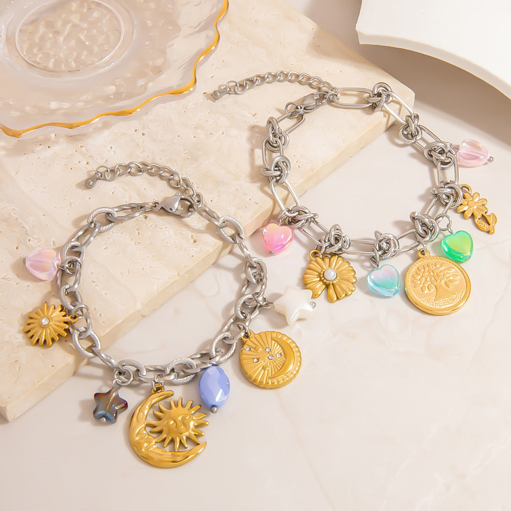 Trendy Stainless Steel Heart and Star Bracelets With Unique Design