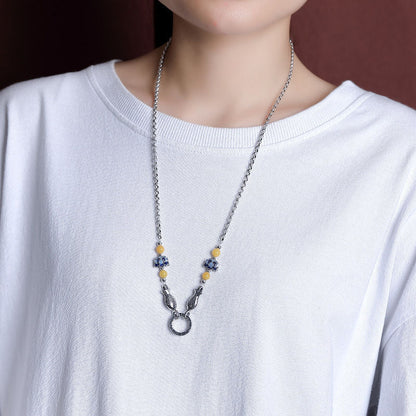 National Tide, Fashion, Six-Character Mantra, Lotus Small Fish Necklace, Retro Personality, Versatile Set Of Chains