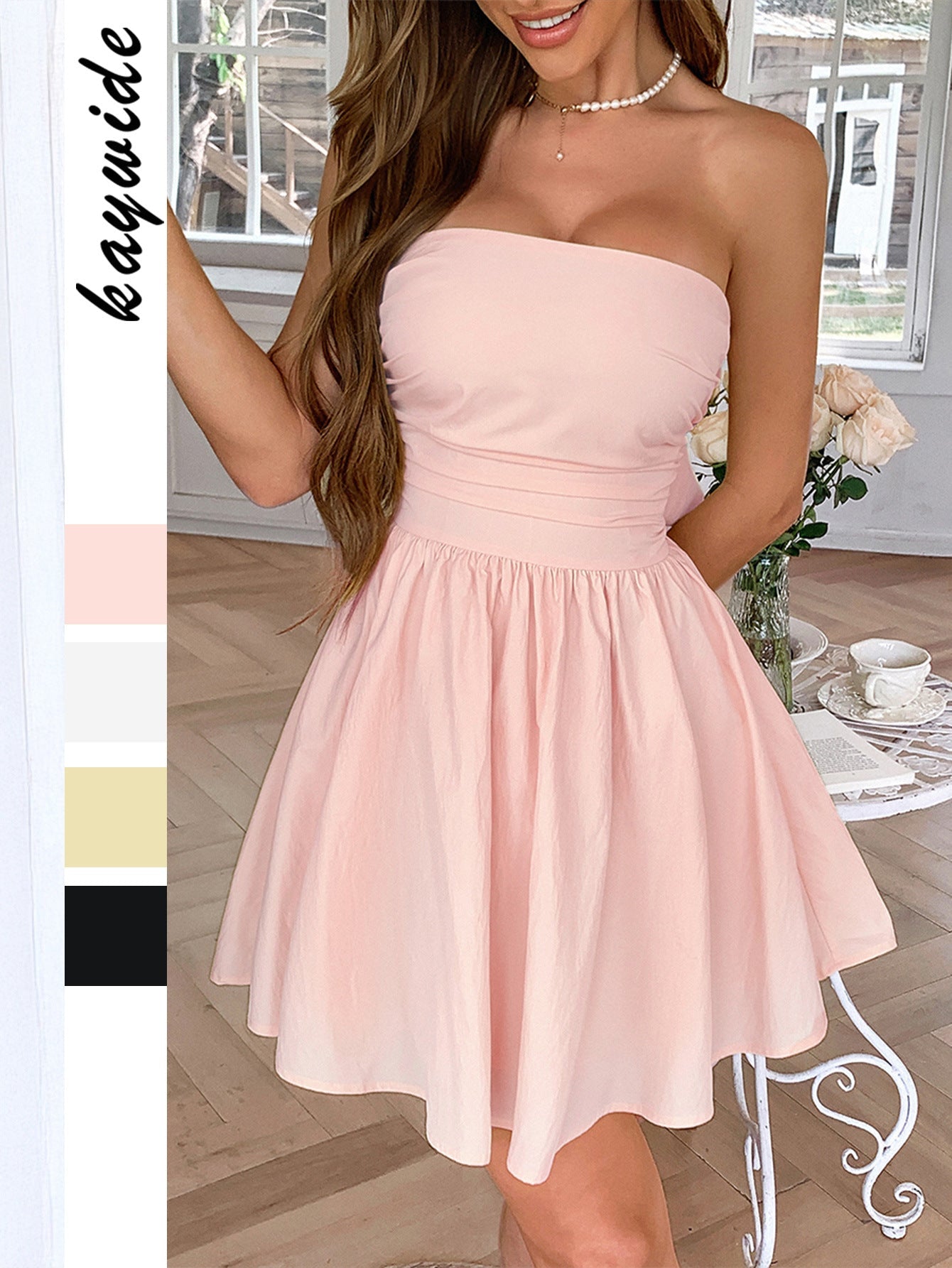 Elegant Strapless Midi Dress For Women