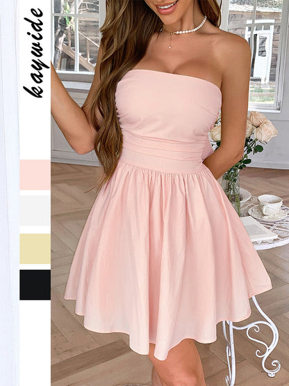 Elegant Strapless Midi Dress For Women
