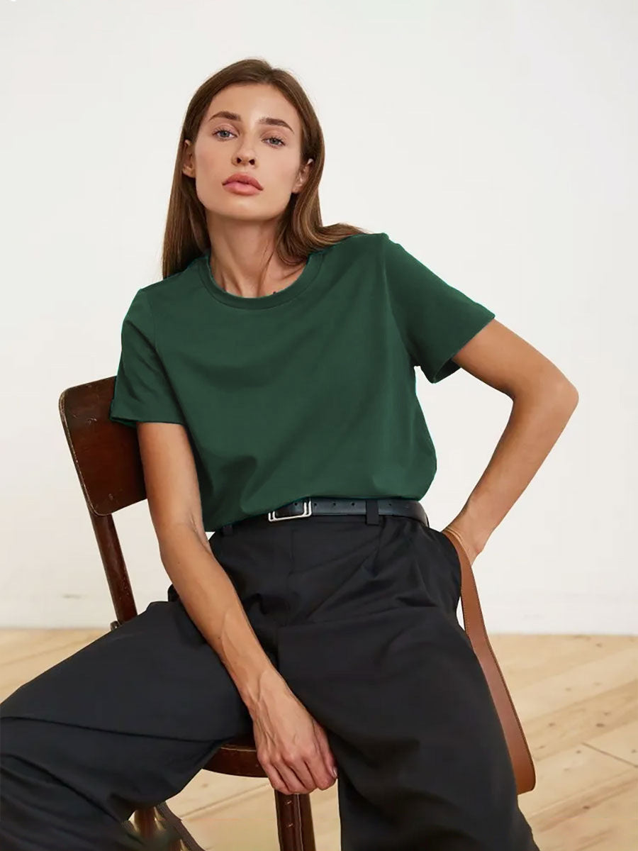 Casual Solid Cotton Short Sleeve T-Shirt for Everyday Wear