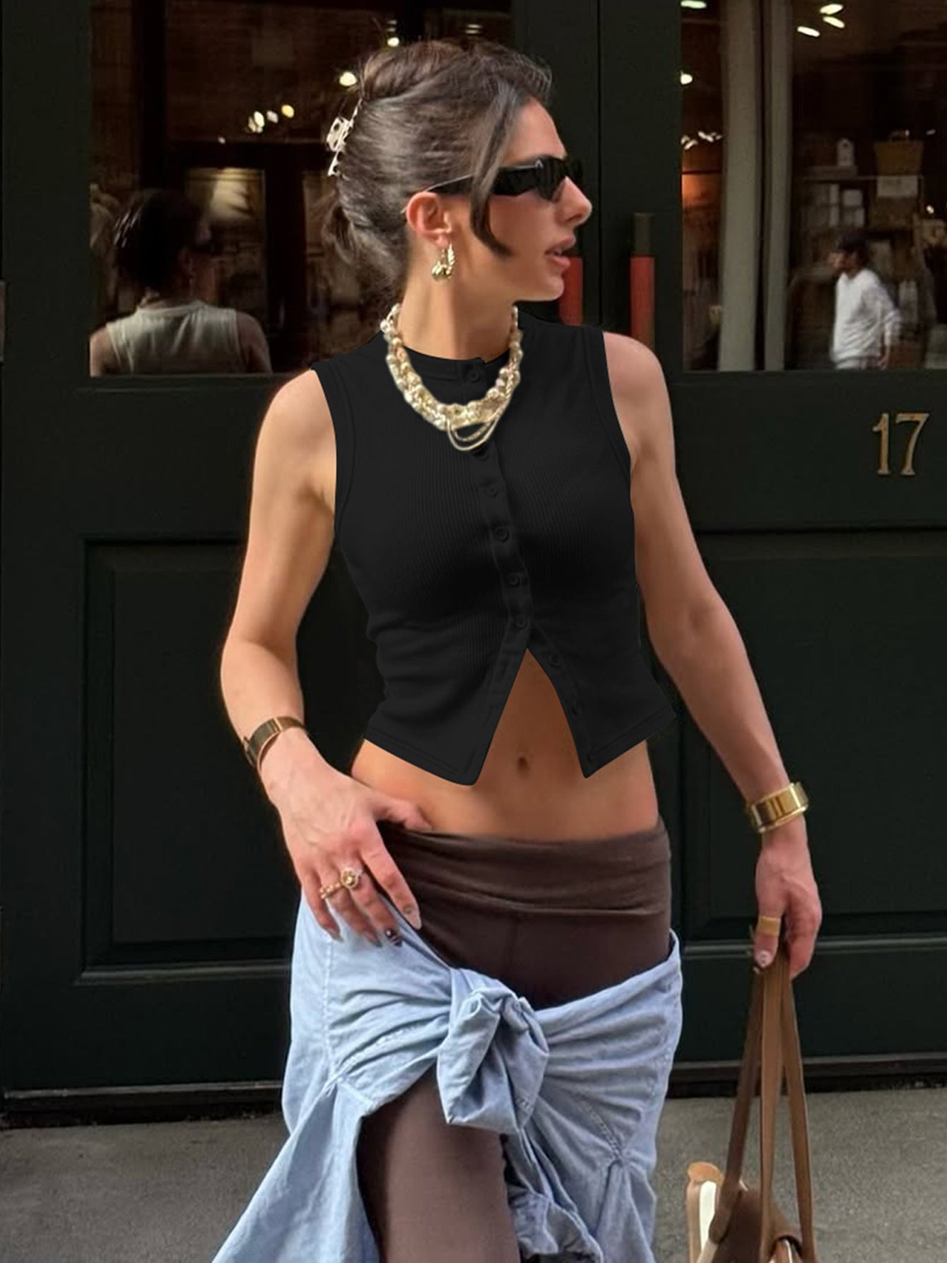 Fashionable Street Style Cardigan Knitted Vest for Women