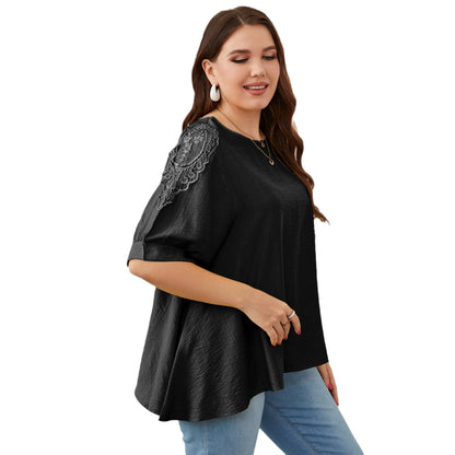 Plus Size Women's Loose Fit Solid Color T-Shirt