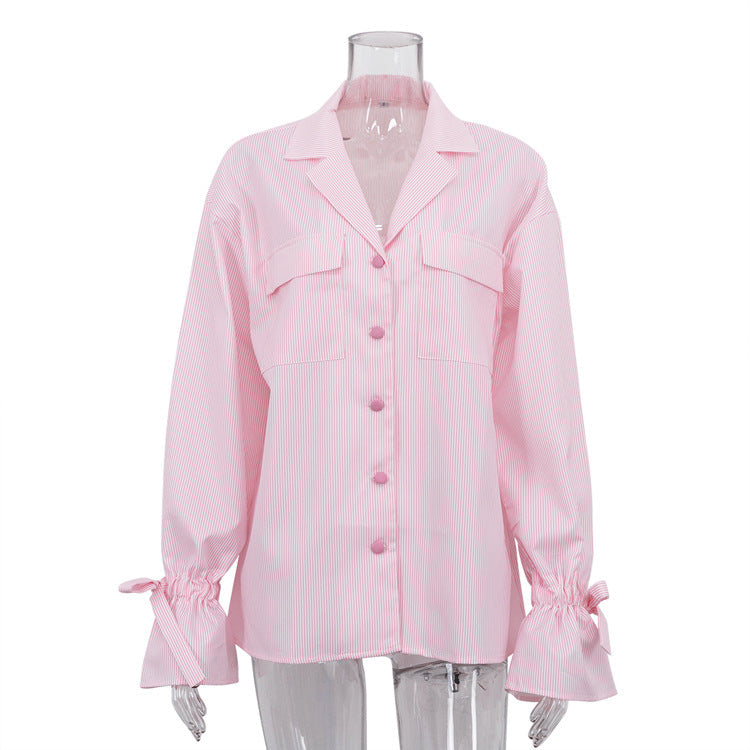 Trendy Striped French Shirt for Women - Casual Office Wear