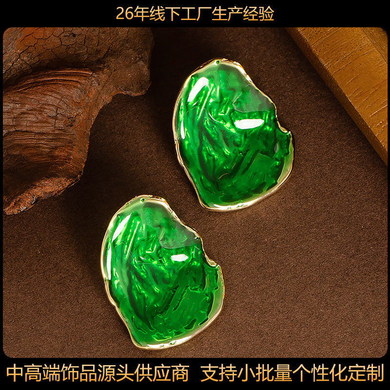Geometric Enamel Drop Earrings Elegant Alloy Jewelry