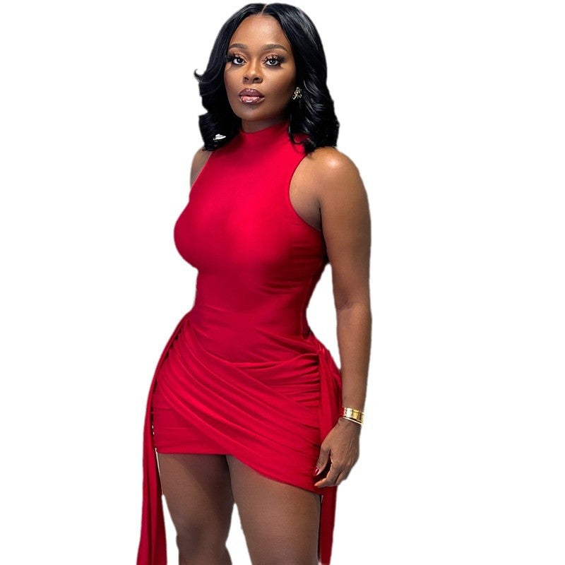 Fashionable Women'S Bodycon Dress With Ruffles And Straps